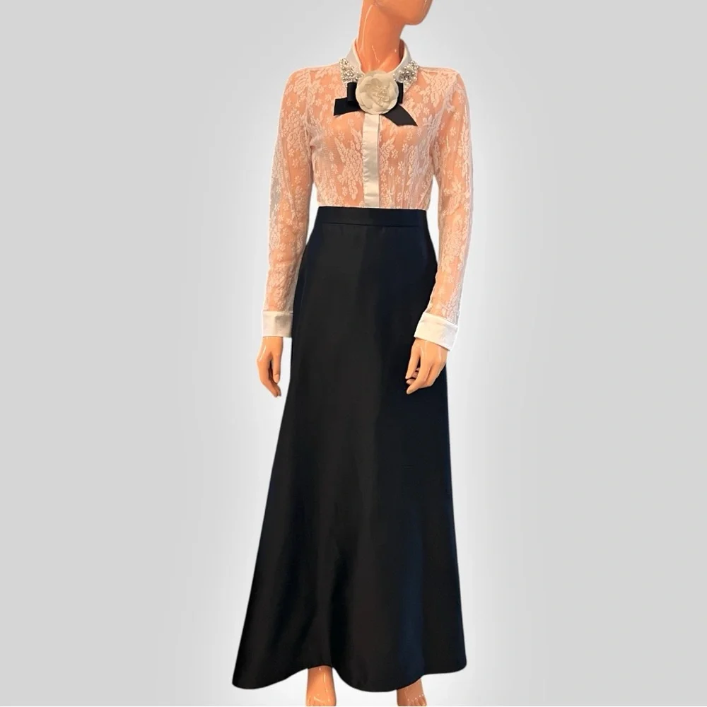 NEIMAN MARCUS Satin Maxi Evening Skirt Petite